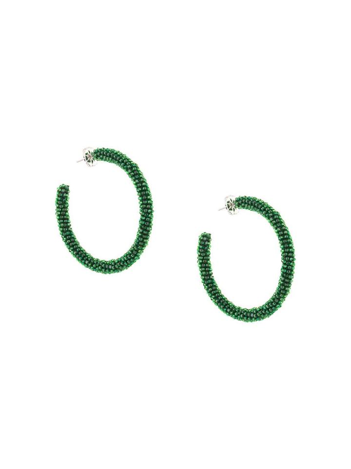 Sachin & Babi Beaded Hoop Earrings - Green