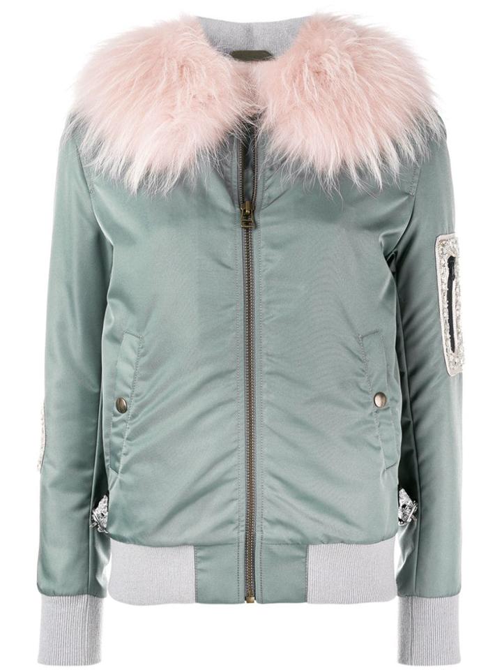 Mr & Mrs Italy Fur Lining Bomber Jacket - Blue