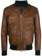 Barba Leather Bomber Jacket - Brown