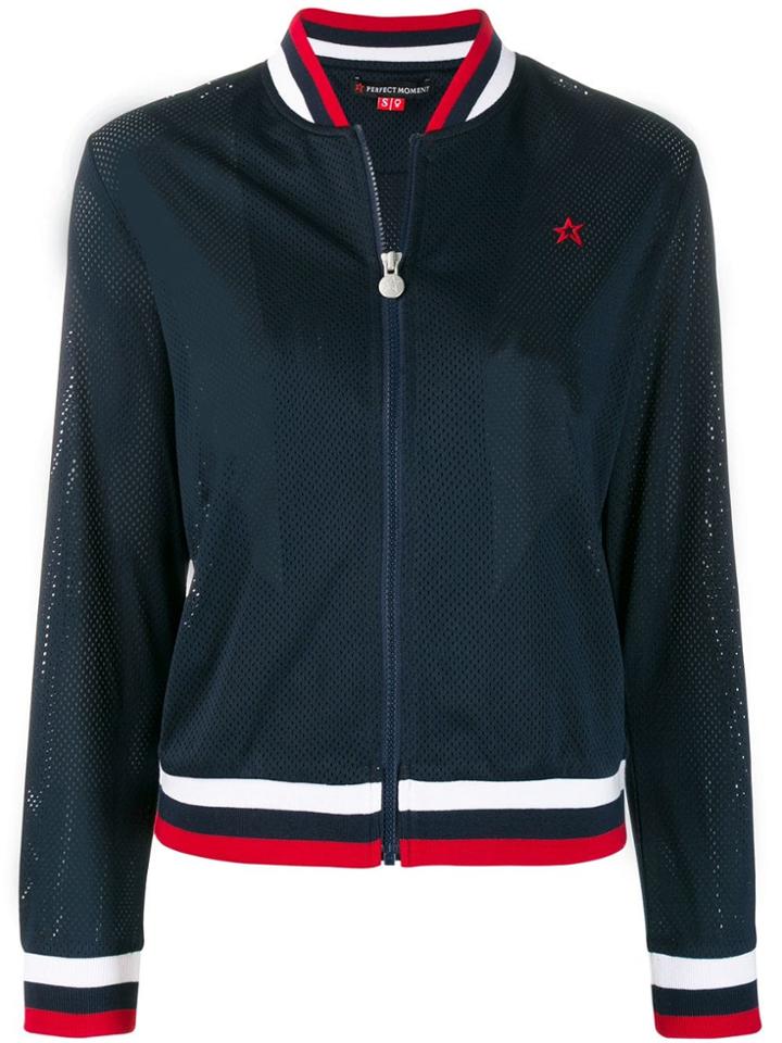 Perfect Moment Mesh Varsity Jacket - Blue