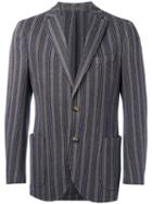 Eleventy Woven Stripe Blazer, Men's, Size: 46, Brown, Cotton/acetate/polybutylene Terephthalate (pbt)