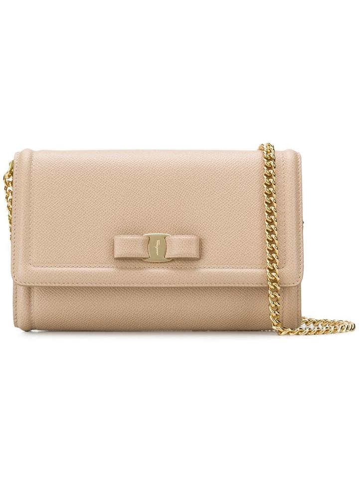 Salvatore Ferragamo Vara Bow Flap Bag - Neutrals