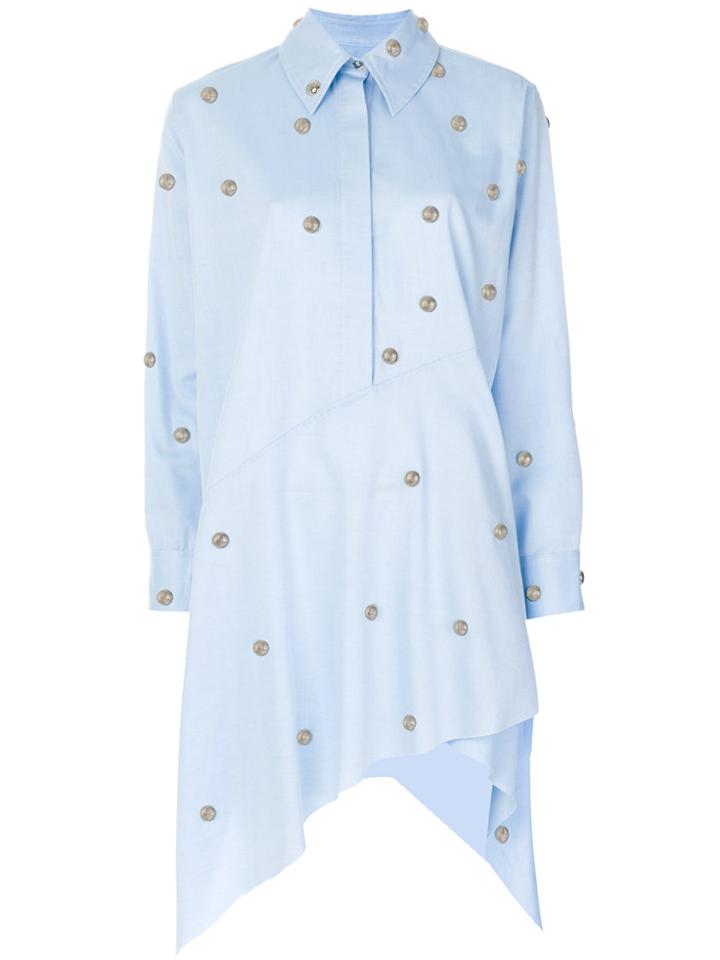Marques'almeida Studded Asymmetric Shirt Dress - Blue