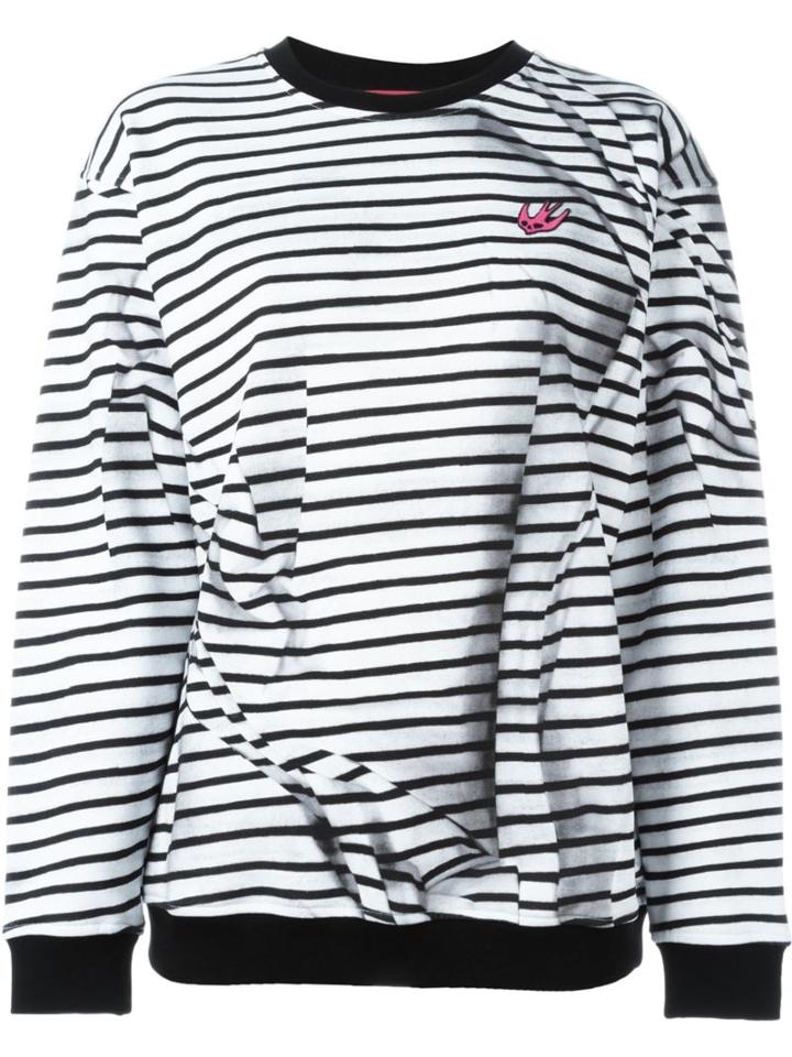 Mcq Alexander Mcqueen 'swallow' Striped Sweatshirt, Women's, Size: Small, Black, Cotton