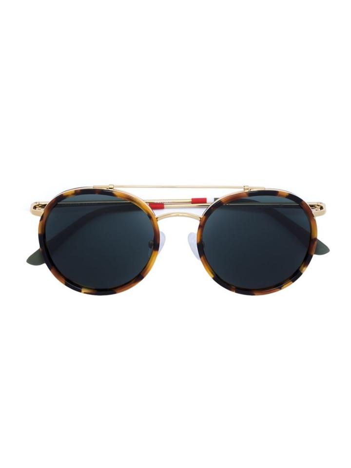 Linda Farrow Round Frame Sunglasses, Men's, Brown, Cotton