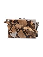 Calvin Klein 205w39nyc Python Mini Leather Box Clutch - Brown