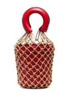 Staud Mini Red Moreau Leather Bucket Bag