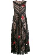Red Valentino Heart Embroidered Midi Dress - Black