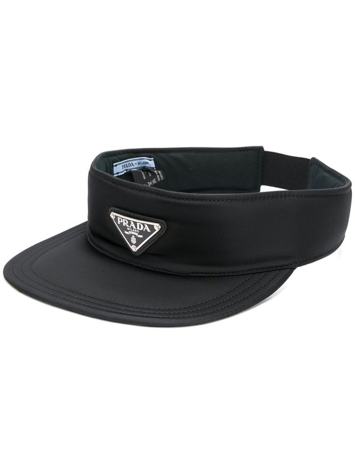 Prada Logo Plaque Visor Hat - Black