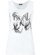 Ann Demeulemeester Butterfly Print Tank Top, Women's, Size: 42, White, Cotton