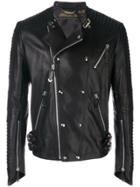 Philipp Plein Antosha Leather Biker Jacket - Black