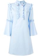 Vivetta Ruffled Detail Flared Dress, Women's, Size: 42, Blue, Cotton/acetate/cupro