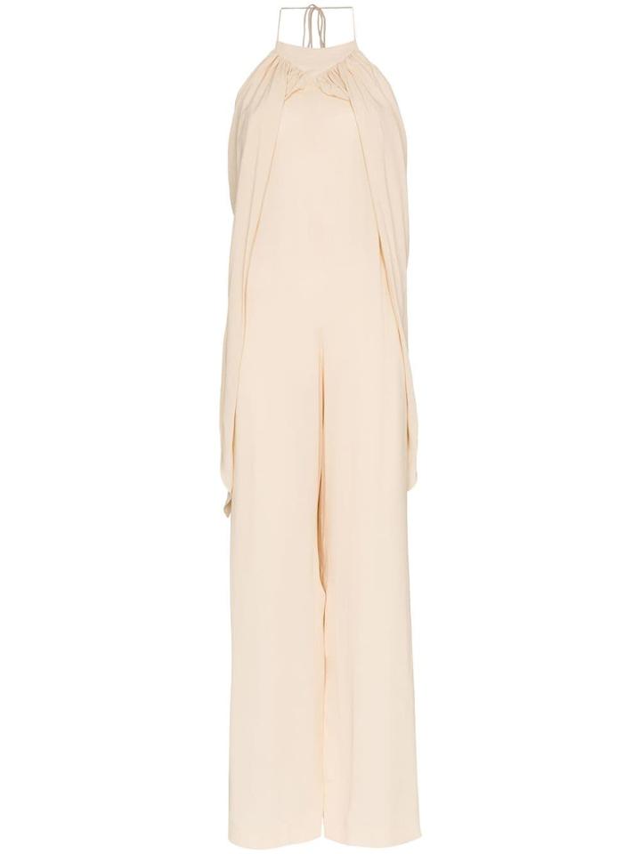 Jacquemus Halterneck Low Back Crepe Jumpsuit - Nude & Neutrals