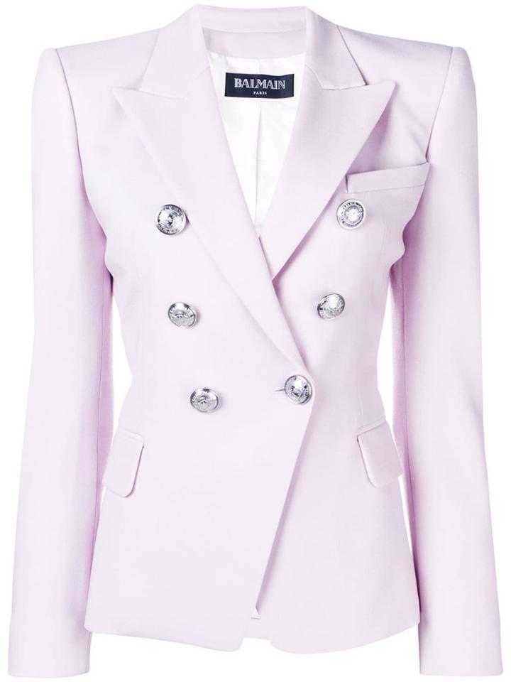Balmain Button-embellished Blazer - Purple