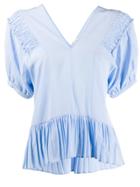 Red Valentino Pleated Hem Top - Blue