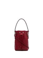 Fendi Red Mon Tresor Mini Drawstring Leather Bucket Bag