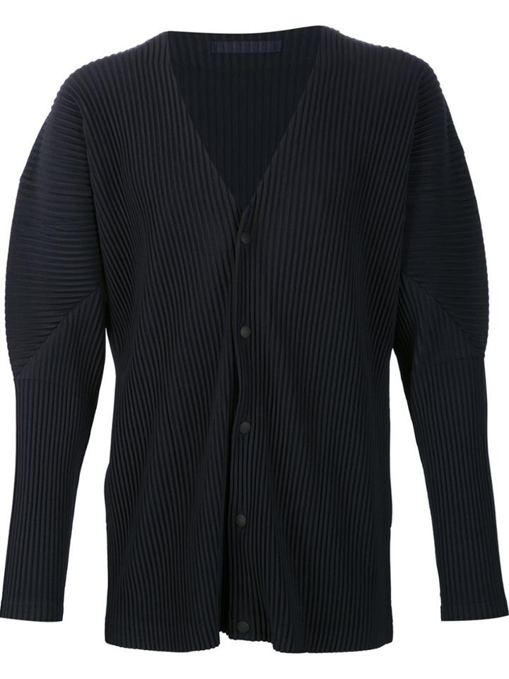 Homme Plissé Issey Miyake Snap Button Pleated Cardigan - Blue