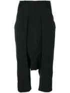 Rick Owens - Cropped Drop Crotch Trousers - Women - Spandex/elastane/virgin Wool - 42, Black, Spandex/elastane/virgin Wool