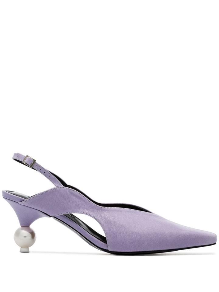 Yuul Yie Purple Doreen 70 Leather Slingback Pumps