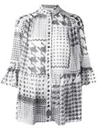 Iro Houndstooth Print Shirt, Women's, Size: Small, White, Cotton