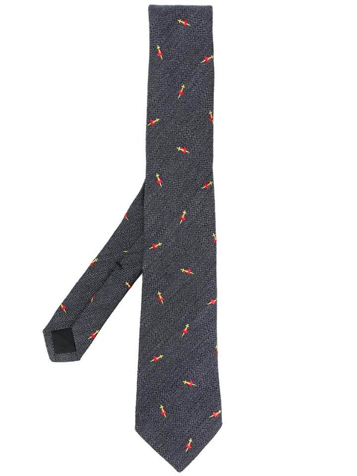 Gucci Pierced Heart Tie - Grey