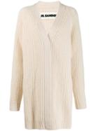 Jil Sander V-neck Chunky Knit Cardi-coat - White