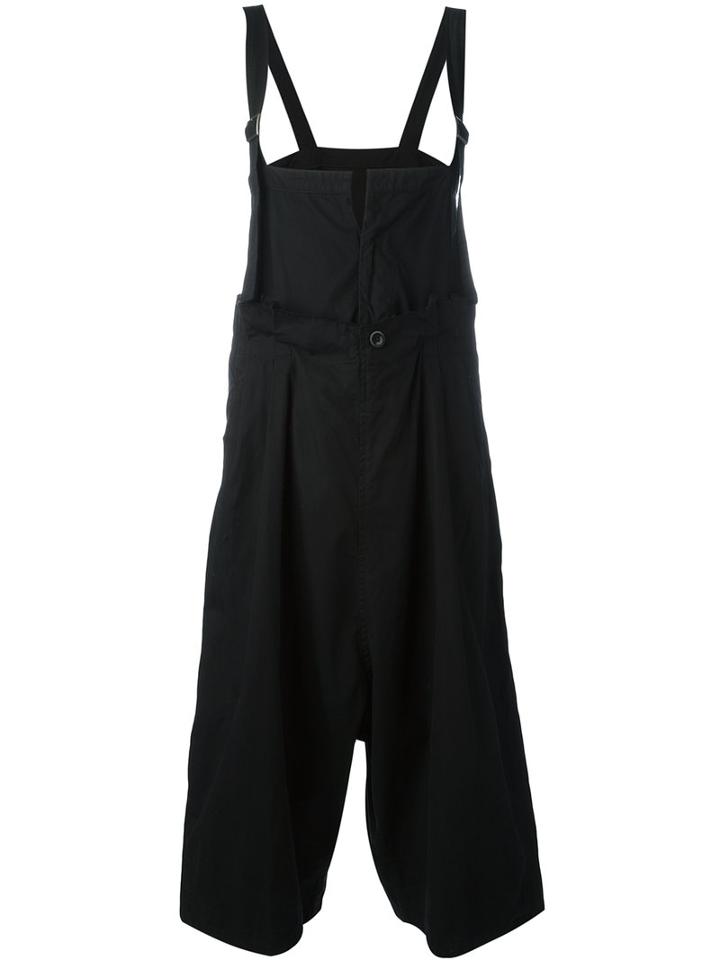 Y's - Front Slit Drop-crotch Jumpsuit - Women - Cotton - 2, Women's, Black, Cotton
