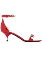 Prada Studded Strappy Sandals - Red
