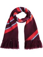 Burberry Tri-tone Striped Wool Cashmere Scarf - Red