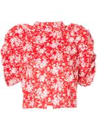 Shushu/tong Floral Print Balloon Sleeve Top - Red