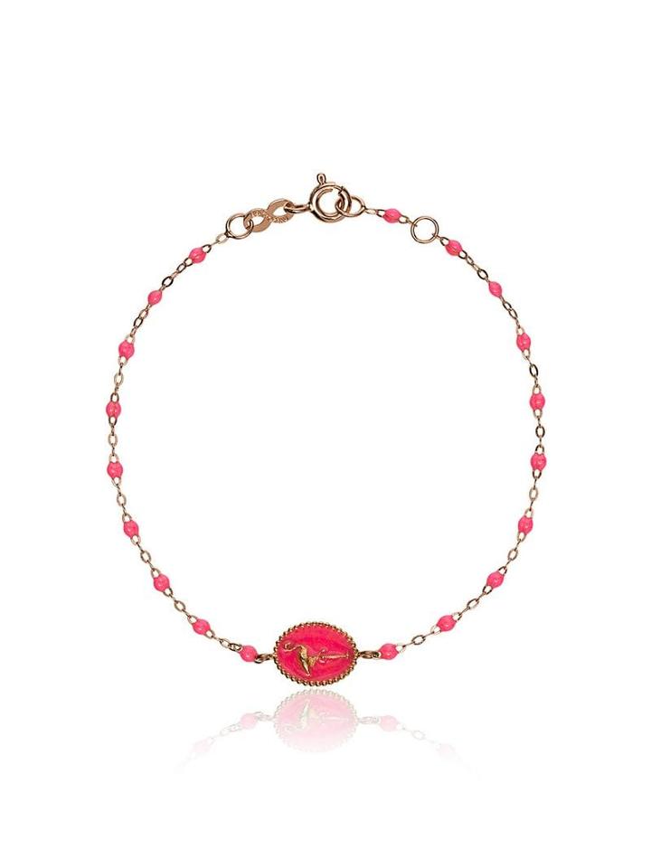 Gigi Clozeau 18k Rose Gold Flamingo Beaded Bracelet - Pink