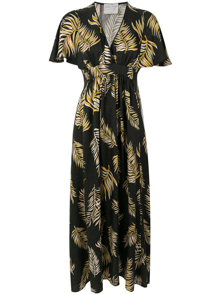 Forte Forte Foliage Print Empire Line Dress - Black