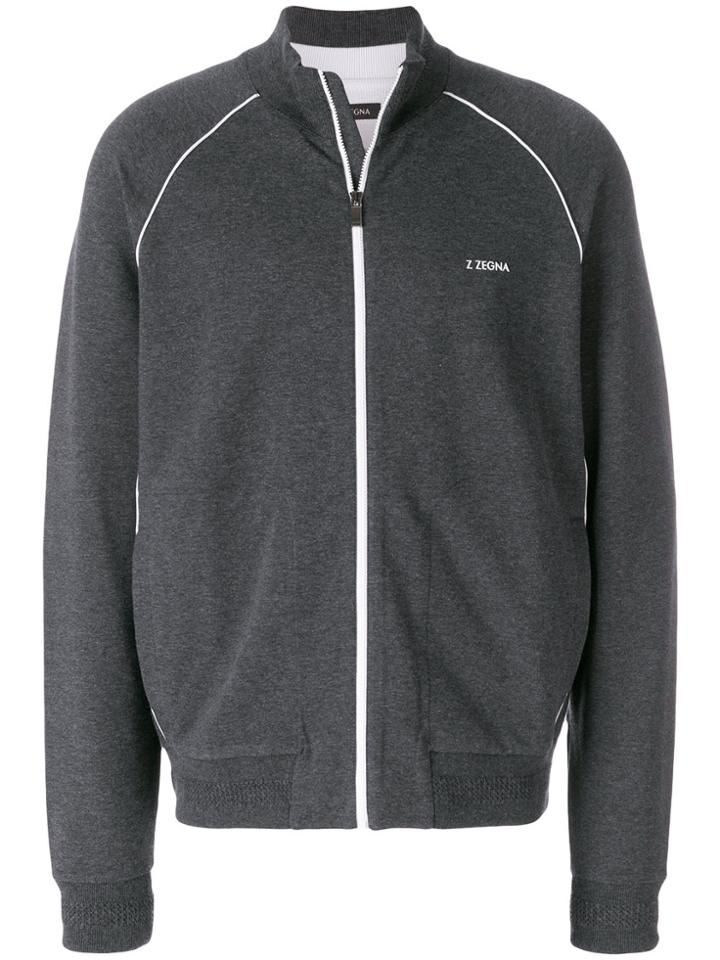Z Zegna Zipped Logo Jacket - Grey
