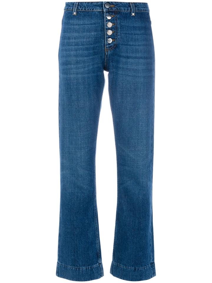 Alexa Chung Flare Button Jeans - Blue