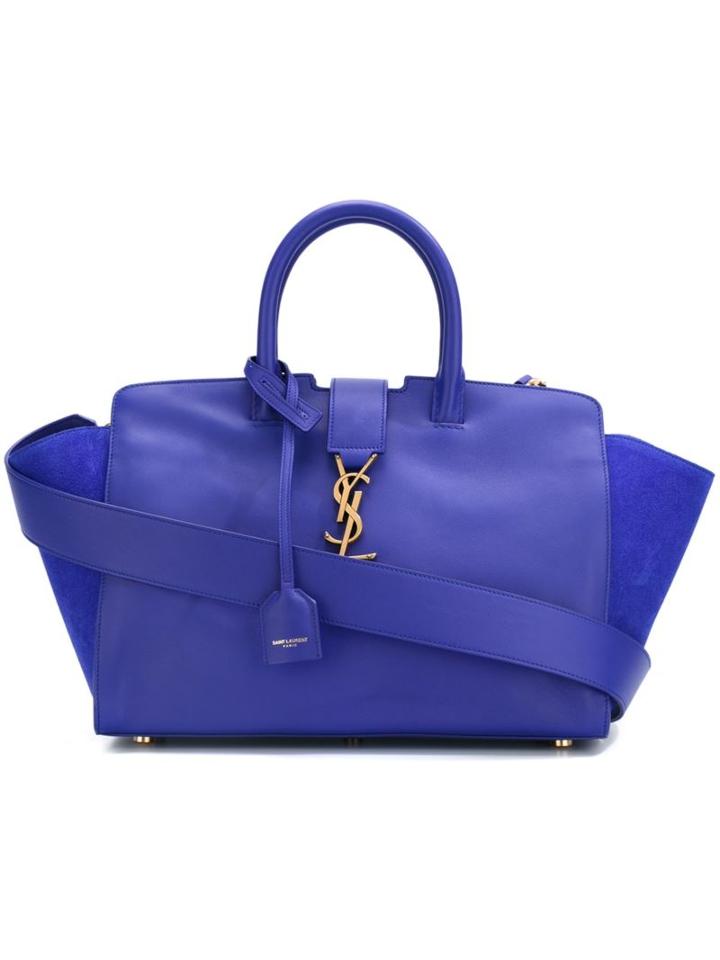 Saint Laurent Baby 'cabas Monogram' Tote, Women's, Blue