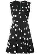 Dolce & Gabbana Polka Dot Mini Dress, Women's, Size: 40, Black, Silk/polyamide/cotton