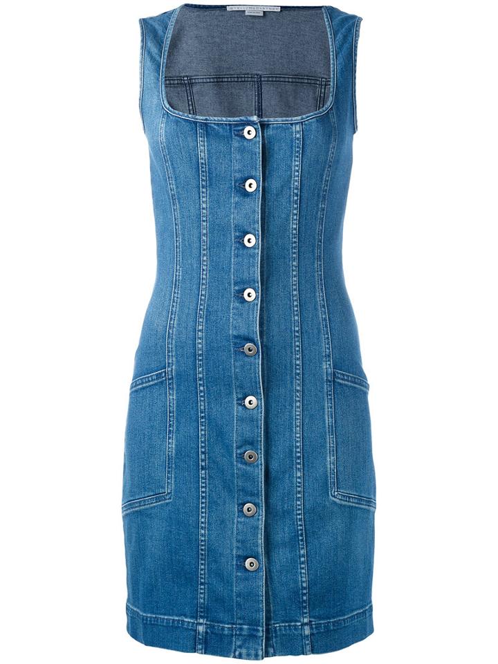 Stella Mccartney Sleeveless Denim Dress, Women's, Size: 36, Blue, Cotton/polyester/spandex/elastane