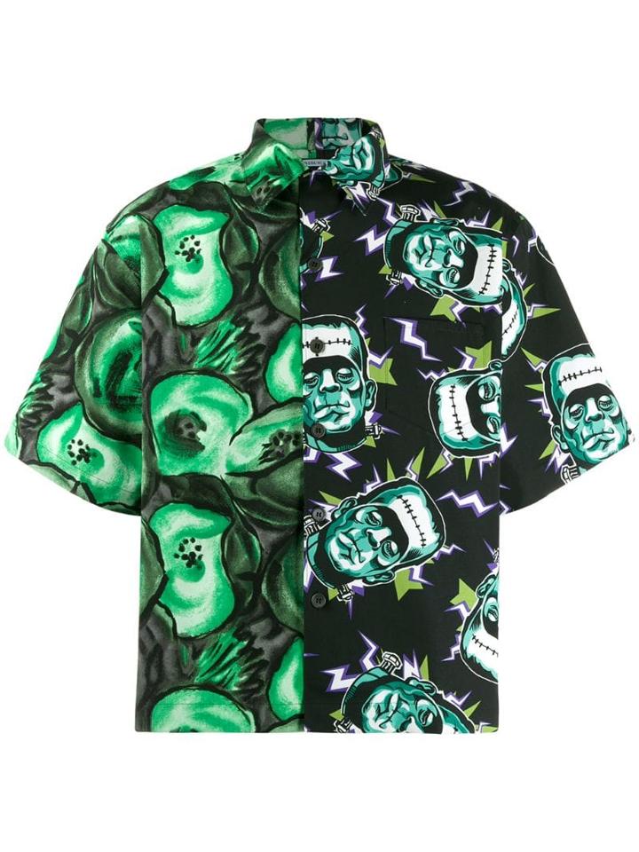 Prada Contrast Panel Bowling Shirt - Green