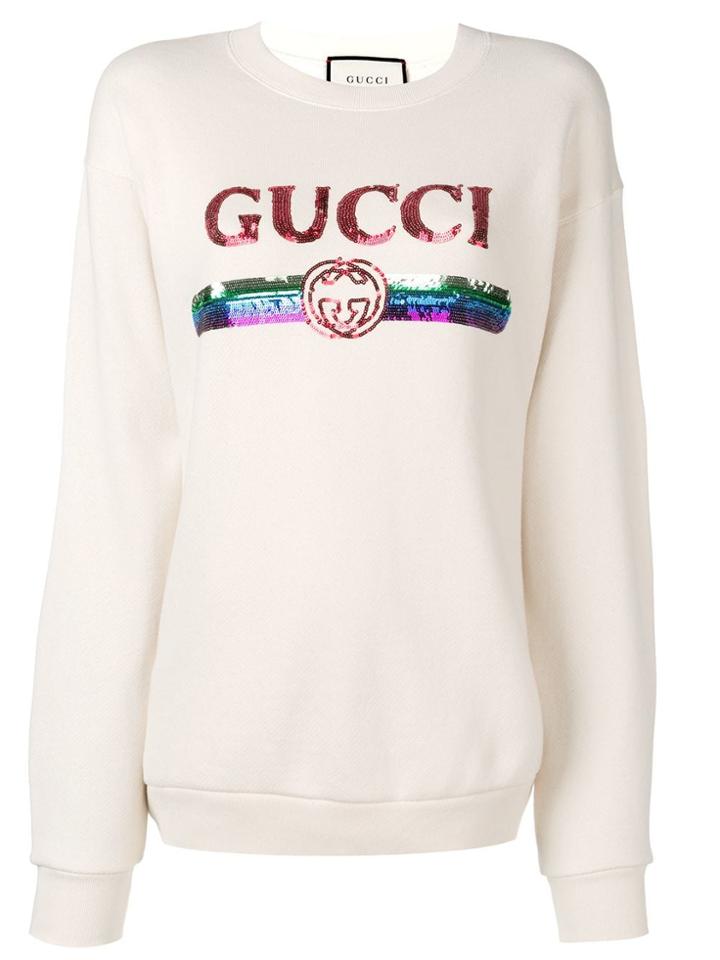 Gucci Sequin Logo Sweatshirt - Neutrals