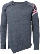 Maison Mihara Yasuhiro Fair Isle Shoulder Jumper, Men's, Size: 48, Grey, Wool