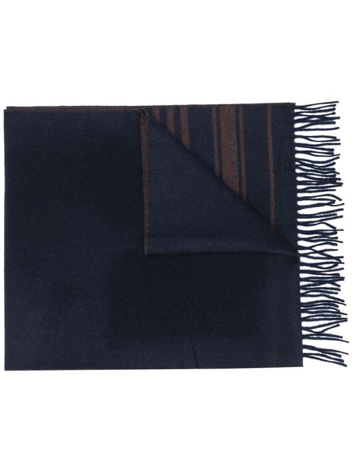 Brunello Cucinelli Striped Pattern Scarf - Blue