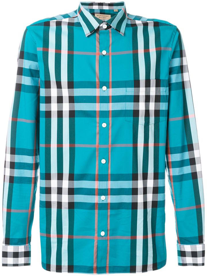 Burberry Check Print Shirt - Green