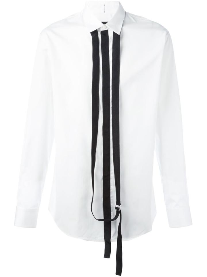 Dsquared2 Draped Strap Detail Shirt, Men's, Size: 56, White, Cotton/polyester