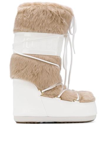 Moon Boot Contrast Drawstring Boots - White
