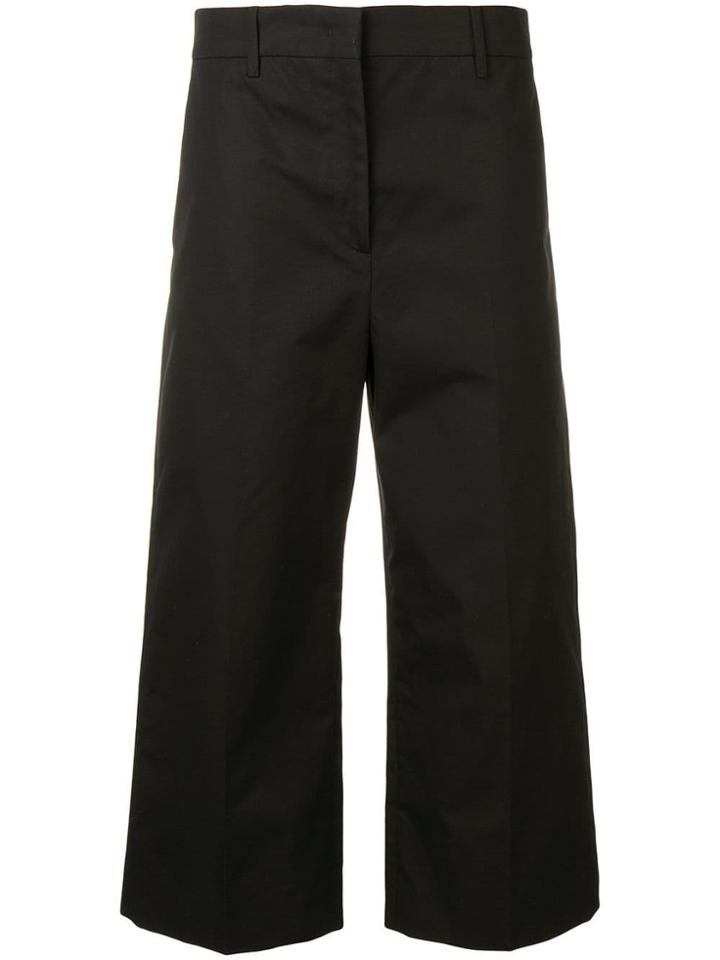 Prada Cropped Wide Leg Trousers - Black
