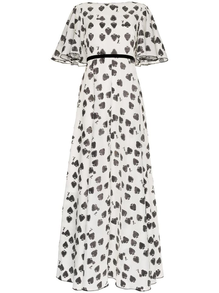 Vika Gazinskaya 7 Of Spades Flounce Sleeve Cotton Maxi Dress - White