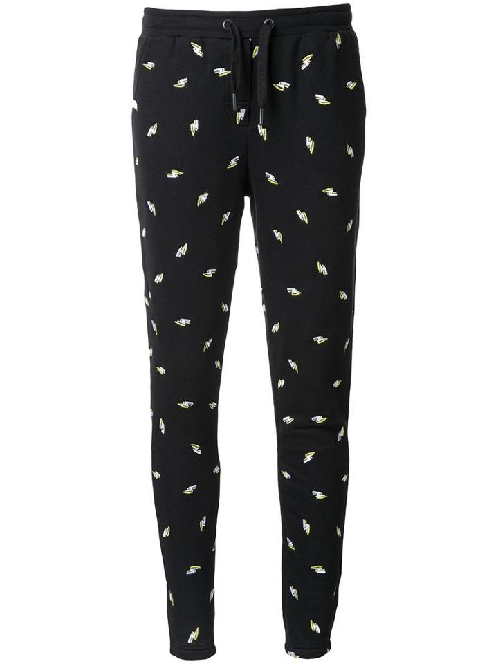 Zoe Karssen Lighting Motif Sweatpants, Women's, Size: Medium, Black, Cotton/modal