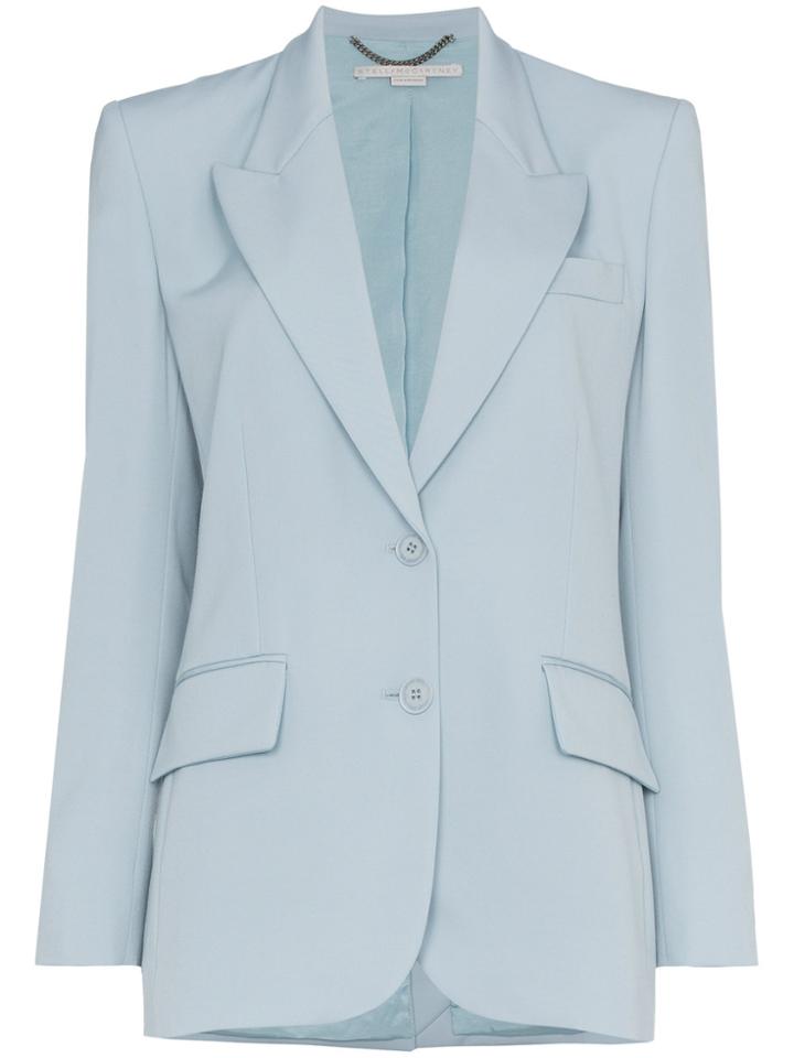 Stella Mccartney Single Breasted Wool Blazer Jacket - Blue