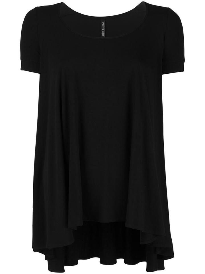 Plein Sud Pleated Trim Blouse, Women's, Size: 40, Black, Viscose/spandex/elastane
