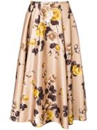 Rochas Pleated Detail Floral Skirt - Nude & Neutrals